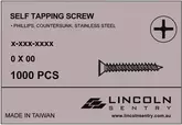 SCREW SELF TAPPING PHILLIPS CSK 6X5/8 STAINLESS STEEL 1000